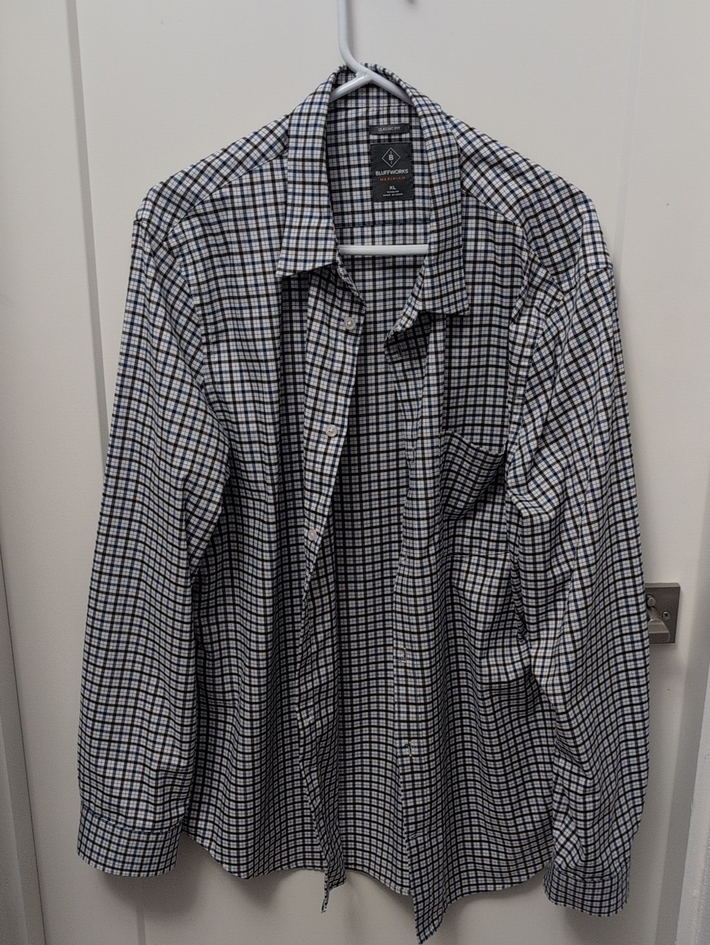 Men's Lightweight Checked Shirt Jacket - Black & White